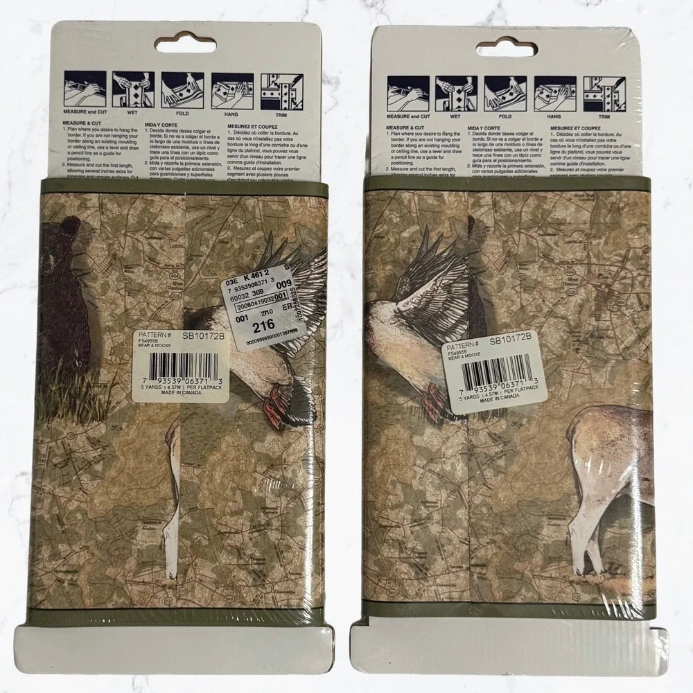 Expressions Wallpaper Border 10 Yards New Wildlife Map Bear & Moose Design Cabin